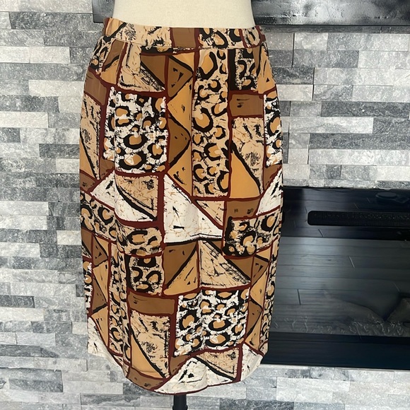 Rickie Freeman for Teri Jon Linen/ Silk Brown Blazer &Skirt Set Size 12 - Picture 8 of 11